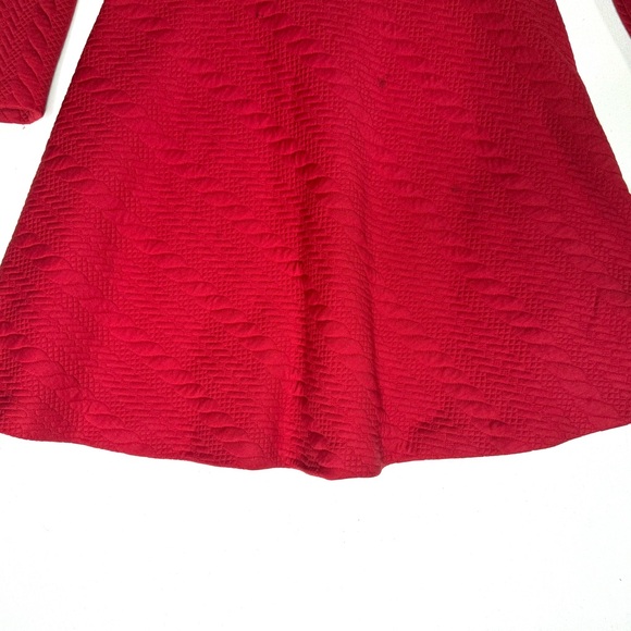 Betsey Johnson Red Quilted Long Sleeve Skater Dress Size 6 - Picture 5 of 8